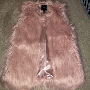 Pink fur vest